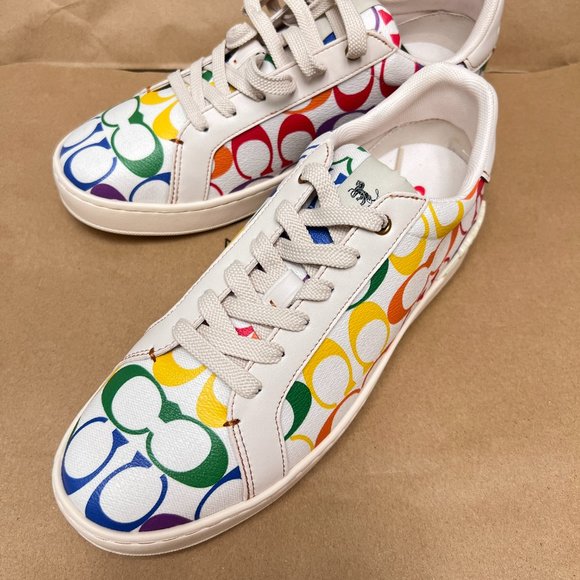 Clip Low Top Sneaker In Rainbow Signature Canvas coach CI898 - Picture 5 of 6
